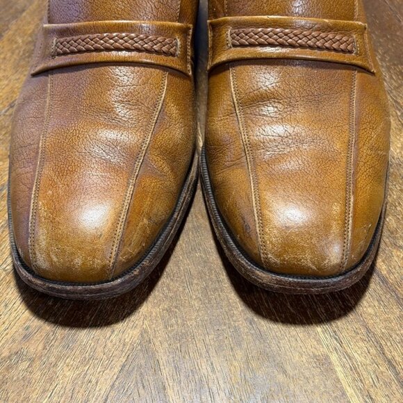 Vintage Florsheim Cognac Loafers Bike Toe Men’s 10.5 D Braided Brown Leather main image 9